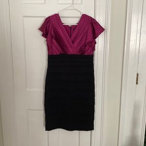 Black and raspberry cocktail dress